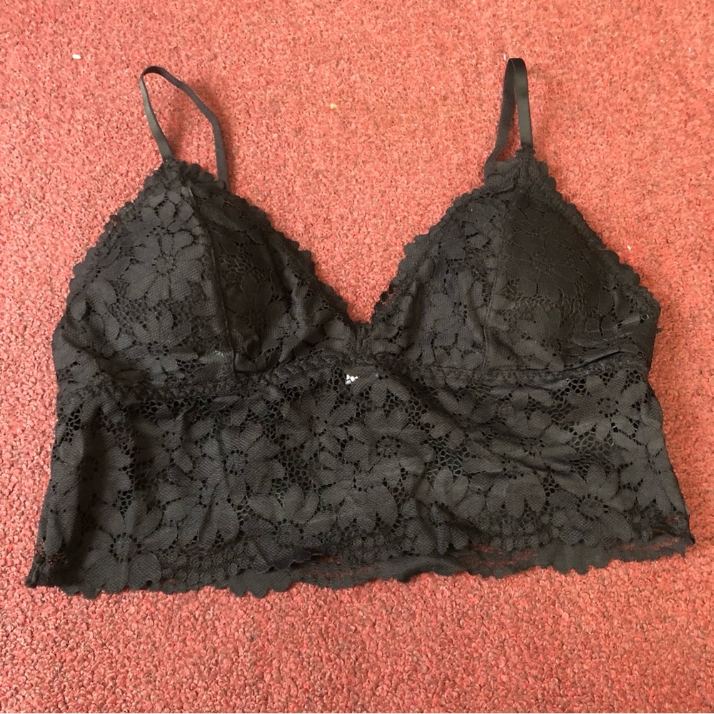 Luvlette longline black lace bralette XL